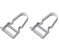 Victorinox Éplucheur STAR, Éplucheur de pommes de terre, Double tranchant avec lame pendulaire, Extra tranchant, Manche métal, Swiss Made (Lot de 2)