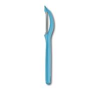 Victorinox Éplucheur universel avec lame pendule pour fruits et légumes - Extra tranchant - Lame dentelée / double tranchant - Fabriqué en Suisse | Bleu Caraïbes