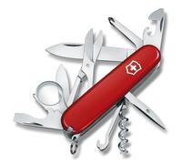 Victorinox Explorer, Swiss Army Knife, Couteau de Poche Suisse, Léger, Multitool, 16 Fonctions, Lame, Tire Bouchon, Loupe, Rouge