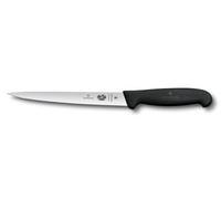 Victorinox Fibrox Couteau à fileter tranchant pour viande et poisson 18 cm, lame droite, flexible, en acier inoxydable, noir
