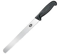 Victorinox Fibrox Couteau à Jambon avec Lame Dentée Longueur : Couteau de Cuisine de 30 Cm, Nylon, Noir