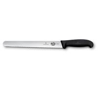 Victorinox Fibrox - Couteau à jambon avec lame dentelée - Long couteau de cuisine pour viande et jambon - 25 cm - Tranchant - Compatible HACCP - Antidérapant - Noir