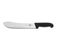 Victorinox Fibrox Couteau de boucher, Long couteau pour couper de gros morceaux de viande, 25 cm, Lame incurvée, Tranchant, Inox, Noir