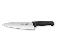 Victorinox Fibrox Couteau de chef, Large couteau universel pour viande, poisson, légumes et herbes, 20 cm, Lame lisse, Tranchant, Inox, Noir