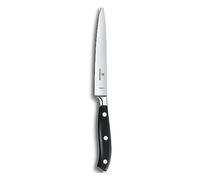 Victorinox Grand Maître, Couteau à trancher professionnel, Lame extra-tranchante, tranchant droit, 15 cm, manche plastique, acier inoxydable, noir