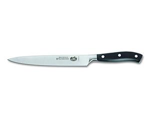 Victorinox Grand Maître, Couteau à trancher professionnel, Lame extra-tranchante, tranchant droit, 20 cm, manche plastique, acier inoxydable, noir