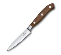 Victorinox Grand Maître Couteau d'Office Forgé 10 cm, Acier Inox, Bois Brun | Couteau de cuisine forgé haut de gamme pour fruits et légumes avec manche bois