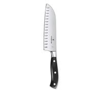 Victorinox Grand Maître Couteau Santoku Forgé, Lame Alvéolée 17 cm, Noir | Couteau de cuisine multitâche idéal pour trancher et émincer. Manche ergonomique en POM, robuste et équilibré.