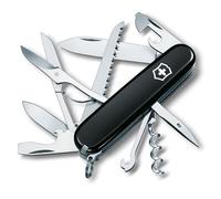 Victorinox Couteau de poche suisse Huntsman – 15 fonctions, grande lame, tire-bouchon, noir