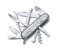 Victorinox Huntsman, Couteau de Poche Suisse, Léger, Multitool, 15 Fonctions, Grand Lame, Tire Bouchon, Ouvre Boite, Argent Transp.