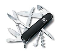 Victorinox Huntsman Couteau de Poche Suisse, Léger, Multitool, 15 Fonctions, Grand Lame, Tire Bouchon, Ouvre Boite, Noir