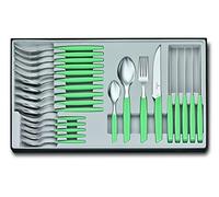 VICTORINOX Ménagère Swiss Modern pour 6 Personnes, 24 pièces, avec Couteaux à Steak Affûtés, Tranchant Denté, Manches Synthétiques, Vert