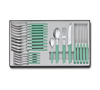 VICTORINOX Ménagère Swiss Modern pour 6 Personnes, 24 pièces, avec Lames Affûtées au Tranchant Denté, Manches Synthétiques, Vert