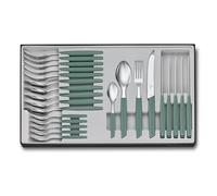 Victorinox Modern Set de Couverts, 24 Pièces, Lame Dentelée, Sauge | Ménagère de 24 pièces avec lames tranchantes en acier inoxydable et poignées ergonomiques. Idéal pour le quotidien.
