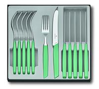 Victorinox Modern Set de couverts pour 6 personnes, 12 pièces, y compris couteaux tranchants à lame crantée, manches en plastique, vert menthe