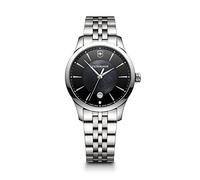 Victorinox Montre Femme Alliance Small Ø 35 mm, Swiss Made, Quartz Analogique, Étanche Jusqu’à 100 m, Verre Saphir, Bracelet INOX, Noir/Argent