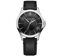Victorinox Montre Homme Alliance Ø 40 mm, Swiss Made, Quartz Analogique, Étanche Jusqu’à 100 m, Verre Saphir, Bracelet Cuir, Noir