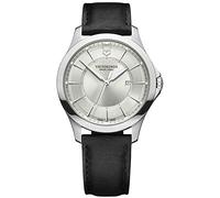 Victorinox Montre Homme Alliance Ø 40 mm, Swiss Made, Quartz Analogique, Étanche Jusqu’à 100 m, Verre Saphir, Bracelet Cuir, Argent/Noir