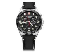 Victorinox Montre Homme Fieldforce Chrono Ø 42 mm, Swiss Made, Quartz Analogique, Étanche Jusqu’à 100 m, Verre Saphir, Bracelet Cuir, Blanc/Noir