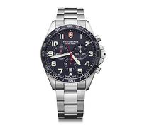 Victorinox Montre Homme Fieldforce Chrono Ø 42 mm, Swiss Made, Quartz Analogique, Étanche Jusqu’à 100 m, Verre Saphir, Bracelet INOX, Bleu/Argent