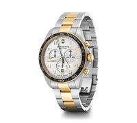 Victorinox Montre Homme FieldForce Classic Chrono Ø 42 mm, Swiss Made, Quartz Analogique, Étanche Jusqu’à 100 m, Bracelet INOX, Gris/Argent/Or