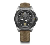 Victorinox Montre Homme I.N.O.X. Chrono Ø 43 mm, Swiss Made, Quartz Analogique, Étanche Jusqu’à 200 m, Bracelet Bois, Noir/Brun