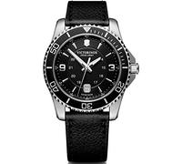 Victorinox Montre Homme Maverick Ø 43 mm, Swiss Made, Quartz Analogique, Étanche Jusqu’à 100 m, Verre Saphir, Bracelet Cuir, Noir