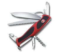 Victorinox Couteau multifonction Ranger Grip 79 – 12 fonctions, ouverture une main, Rouge/Noir