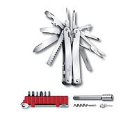 Victorinox Outil Multifonction Swiss Tool Spirit X Plus Ratchet, 36 Fonctions, Swiss Made, Outil Multifonction avec Lame Blocable et Pince à Bec, y c. Étui-Ceinture Nylon, Argent