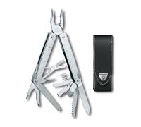 Victorinox Outil Multifonction Swiss Tool X, 26 Fonctions, Swiss Made, Outil Multifonction avec Lame Blocable, y c. Étui en Cuir, Argent