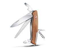 Victorinox Ranger Bois 55 Couteau de Poche Suisse, Multitool, 10 Fonctions, Lame Fixe, Tire Bouchon, Bois