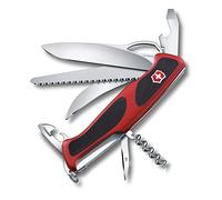 Victorinox Ranger Grip 57 Couteau de Poche Suisse, Couteau Multifonction, 13 Fonctions, Lame Fixe, Ouverture Une Main, Rouge/Noir