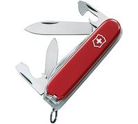 Victorinox Recruit Couteau de Poche Suisse, Multitool 10 Fonctions, Rouge | Idéal pour EDC et camping avec grande lame, ouvre-boîtes, tournevis et décapsuleur. Compact 84 mm, Fabriqué en Suisse