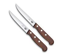 Victorinox Set Couteaux à Steak Wood, 2 Pièces, Lame très Tranchante, Tranchant Denté, Manche en Bois d’Érable