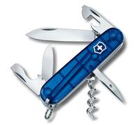 Victorinox Spartan Couteau de Poche Suisse, Léger, Multitool, 12 Fonctions, Lame, Ouvre Boite, Tire Bouchon, Bleu Transparent