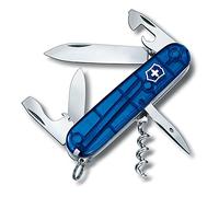 Victorinox Spartan Couteau de Poche Suisse, Léger, Multitool, 12 Fonctions, Lame, Ouvre Boite, Tire Bouchon, Bleu Transparent