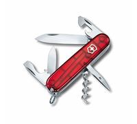 Victorinox Spartan Couteau de Poche Suisse, Léger, Multitool, 12 Fonctions, Lame, Ouvre Boite, Tire Bouchon,Rouge Transparent