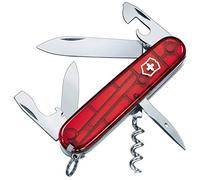 Victorinox Spartan Couteau de Poche Suisse, Léger, Multitool, 12 Fonctions, Lame, Ouvre Boite, Tire Bouchon, Rouge Transparent
