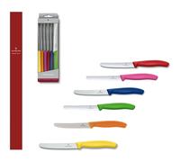 Victorinox : Suisse Classique : Lot 6 Couteaux Table Colorés Fil Denté