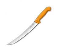 COUTEAU DE BOUCHER PRO VICTORINOX SWIBO LAME ETROITE RENVERSEE 22CM 5.8435.22