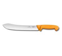 Victorinox Swibo Couteau de Cuisine/Couteau de Boucher, Tranchant Normal, Jaune, Longueur de Lame de 31 Cm, Acier Inoxydable, Noir