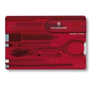 Victorinox Swiss Card, Carte multifonction, Taille de La Carte de Crédit, 10 Fonctions, Stylo, Ciseaux, Rouge Transparent