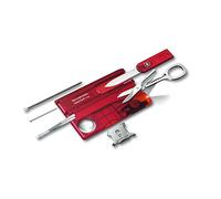 Victorinox Swiss Card Lite, Couteau Multifonction, Multitool de Poche Suisse, 13 Fonctions, Led, Loupe, Rouge Transparent