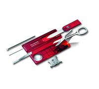 Victorinox Swiss Card Lite, Multitool de Poche Suisse, 13 Fonctions, Led, Loupe, Rouge Transparent