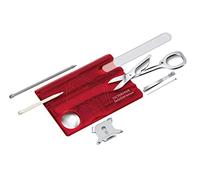 Victorinox Swiss Card Soins des Ongles, Multitool de Poche Suisse, Taille de La Carte de Crédit, 13 Fonctions, Lime à Ongles, Ciseaux, Rouge Transparent