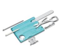 Victorinox SwissCard Soins des ongles – 13 fonctions, lime & ciseaux – Bleu clair transparent