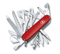 Victorinox Swiss Champ, Swiss Army Knife, Couteau de Poche Suisse, Léger, Multitool, 33 Fonctions, Lame, Ciseaux, Tire Bouchon, Rouge