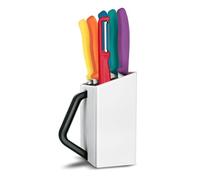 Victorinox Swiss Classic Bloc à couteaux, Profi Utility Block, 6 pièces, Incl. 5 couteaux à légumes et économe, rangement des couteaux, Blanc
