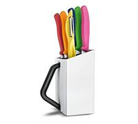 Victorinox Swiss Classic Bloc à couteaux, Profi Utility Block, 6 pièces, Incl. 5 couteaux à légumes et économe, rangement des couteaux, Blanc