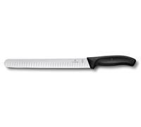 Victorinox Swiss Classic, Couteau à jambon professionnel, Lame extra-tranchante, tranchant en forme de bulle, 25 cm, Manche plastique, Acier inoxydable, noir